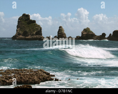 Paysages côtiers rocheux sur une île des Caraïbes appelée Guadeloupe Banque D'Images