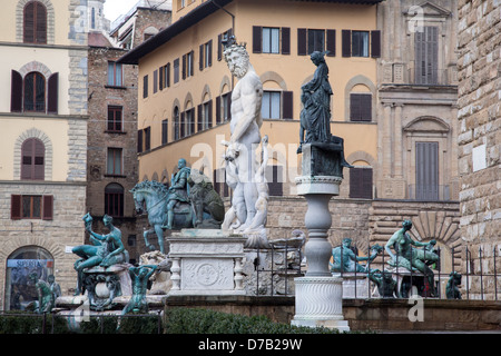 Fontaine de Neptune - Fontana di Nettuno par Ammannati (1565), Florence, Italie Banque D'Images