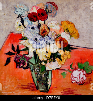 Vincent van Gogh 1853-1890 Pays-Bas néerlandais Vase japonais avec des roses et des Anémones 1890 Banque D'Images