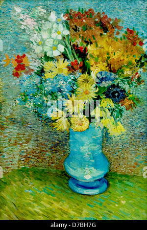 Fleurs dans un vase bleu Vincent van Gogh 1853- 1890 Pays-Bas Néerlandais Banque D'Images