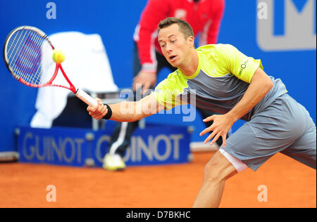 L'Allemagne de commentaires renvoie la balle au cours de la Serbie de match quart contre Troicki au tournoi ATP à Munich, Allemagne, 03 mai 2013. Photo : MARC MUELLER Banque D'Images