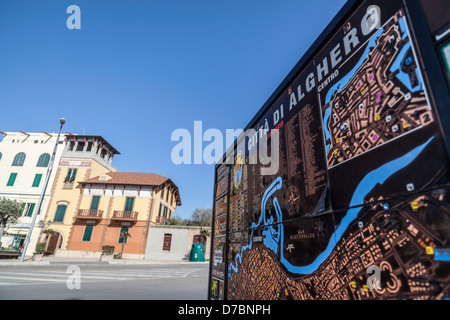 Plan de la ville d'Alghero, dans le centre historique Banque D'Images