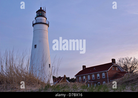Fort Gratiot lighthouse tower et gardiens de maison. Port Huron, Michigan, Banque D'Images