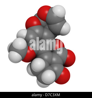 L'aflatoxine B1, molécule cancérogène contaminant alimentaire structure chimique. Les atomes sont représentés comme des sphères Banque D'Images