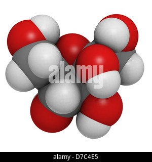 Le fructose (sucre de fruits molécule, la structure chimique. Les atomes sont représentés comme des sphères avec codage couleur classiques Banque D'Images