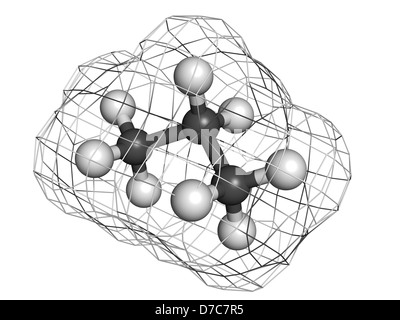 Le propane, molécule modèle moléculaire. Les atomes sont représentés comme des sphères avec codage couleur classiques Banque D'Images