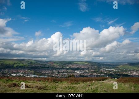 Vue sur la montagne de Caerphilly Caerphilly. Banque D'Images