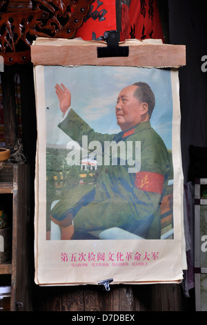 La Chine, la province de Fujian, Mao Tse Tung poster Banque D'Images