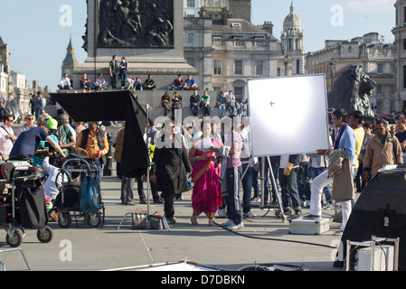 Tournage de film Bollywood Londres cinéma indien Sumeet Raghavan gauri sarwate pâturage directeur de chèvre Banque D'Images