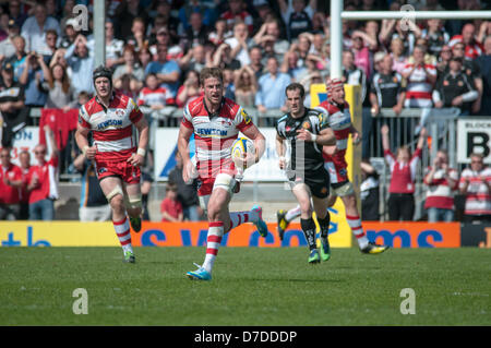 Au cours de l'Aviva Premiership match entre les chefs d'Exeter et de Gloucester à la plage de sable de Park Stadium à Exeter, UK Banque D'Images