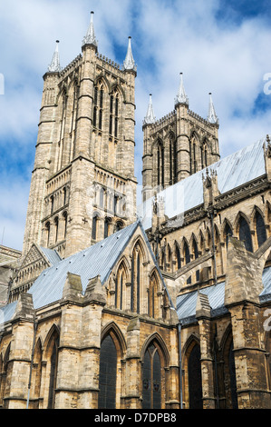 Tours la cathédrale de Lincoln , England, UK Banque D'Images