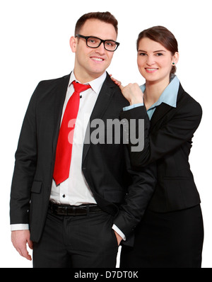 Young business couple isolé sur un fond blanc. Banque D'Images