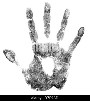 Palm ou hand print isolated on white Banque D'Images