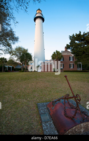 Le phare de St Simon's Island, Géorgie Banque D'Images