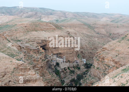 Le monastère de St George entre Jérusalem et Jéricho, dans le Wadi Qelt, Israël Banque D'Images