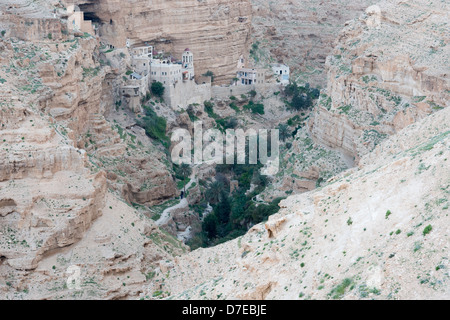 Le monastère de St George entre Jérusalem et Jéricho, dans le Wadi Qelt, Israël Banque D'Images