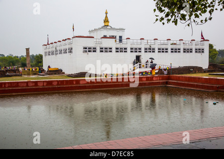 Pluie, lieu de naissance de Bouddha, Temple de Maya Devi, Lumbini, Népal Banque D'Images