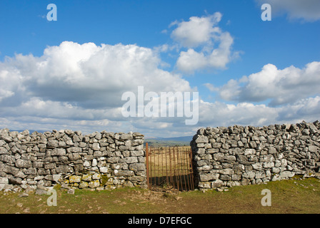 Kissing gate dans mur en pierre sèche, Cumbria, Angleterre, Royaume-Uni Banque D'Images