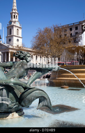 Sirène Sculpture-fontaine à Trafalgar Square - Londres UK Banque D'Images