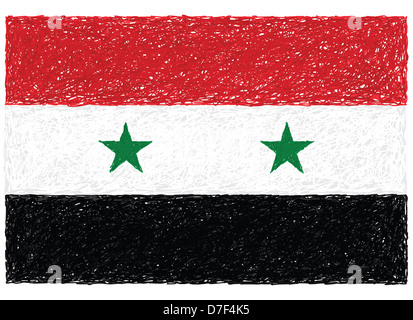 Illustration de la main d'un drapeau de la Syrie Banque D'Images