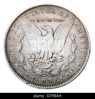 Vue frontale avers (chefs) silver dollar frappées en 1883 connu sous le nom de 'Morgan Dollar" (du nom de son concepteur). Banque D'Images