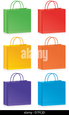 Une sélection de sacs à rayures de couleurs vives. Banque D'Images