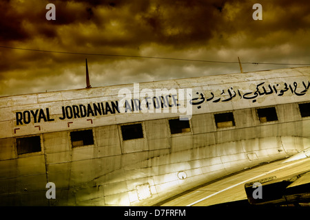 Détail d'un Douglas DC-3 C-47 Dakota, jordaniens, airforce 1935 Collection d'aéronefs, Zweibrücken, Allemagne, Europe Banque D'Images