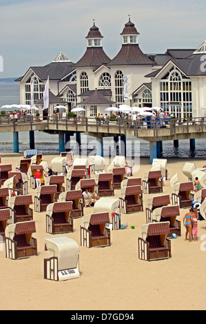 Allemagne, Bavière, île de Rügen, Sellin, pont sur la mer, la mer Baltique Banque D'Images