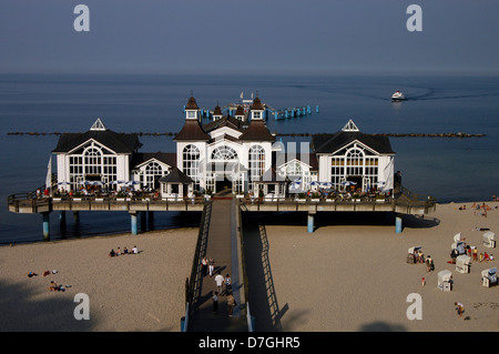 Île de Rügen, Sellin, mer, pont Seebrücke, Ruegen, Allemagne, mer Baltique Banque D'Images