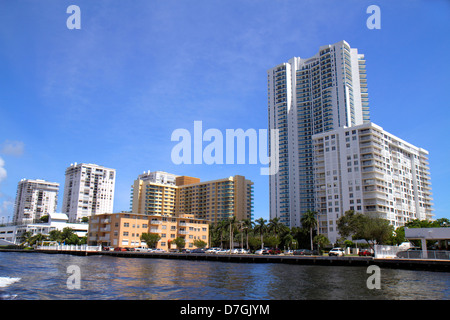 Hollywood Florida, Intracoastal hauteur gratte-ciel gratte-ciel bâtiment immeubles condominium appartement résidentiel appartements logement, horizon de la ville, S Banque D'Images