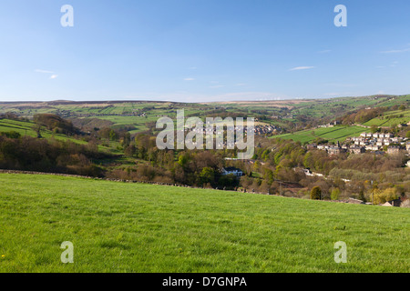 Vue sur la vallée de Calder, Luddenden Foot, West Yorkshire Banque D'Images