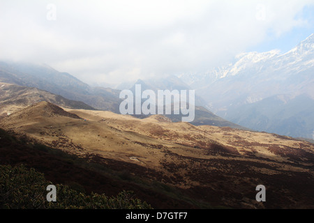 Sentiers pour le sommet du mont Kanchenjunga. Banque D'Images