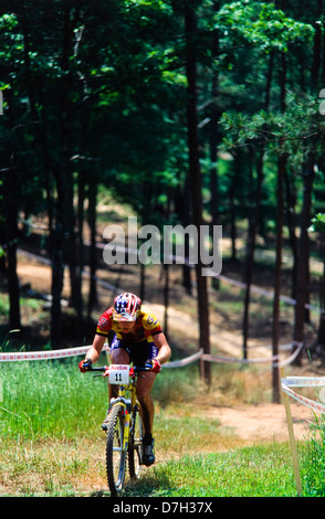 Course de vélo de montagne, Atlanta, Géorgie Banque D'Images