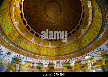 Vue intérieure du Dôme du rocher, Jérusalem, Palestine , Israël Banque D'Images