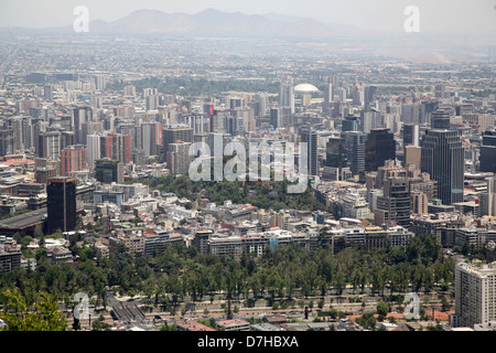 Santiago de Chili vue du Cerro San Cristobal Banque D'Images