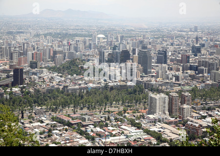 Santiago de Chili vue du Cerro San Cristobal Banque D'Images