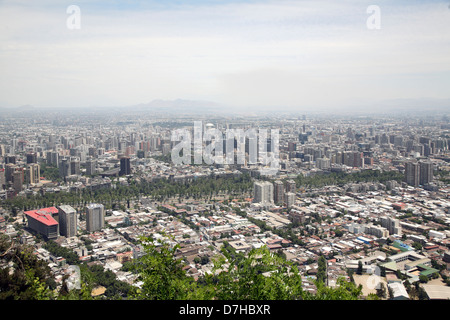 Santiago de Chili vue du Cerro San Cristobal Banque D'Images