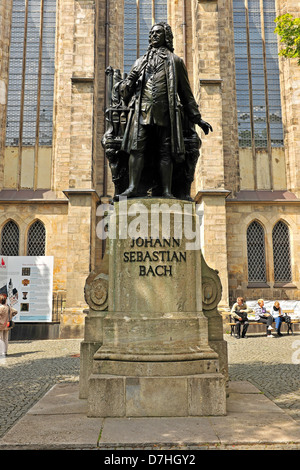 L'église Saint-Thomas de Leipzig avec Johann Sebastian Bach Monument Banque D'Images