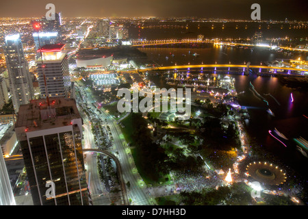 Miami Florida, Biscayne Boulevard, American Airlines Arena, Port Boulevard Bridge, vue aérienne depuis le dessus, vue depuis le Southeast Financial Center, ce Banque D'Images