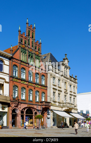 Marché historique à Minden sur la Weser, Rhénanie du Nord-Westphalie, Allemagne Banque D'Images