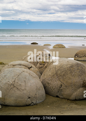 Vue de la Moeraki Boulders, près de Moeraki, Otago, Nouvelle-Zélande Banque D'Images