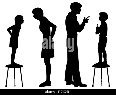 L'Illustre des silhouettes d'enfants la copie de leurs parents Banque D'Images