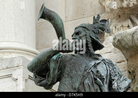 Détail de Matyas Fontaine au château de Buda, à Budapest Banque D'Images