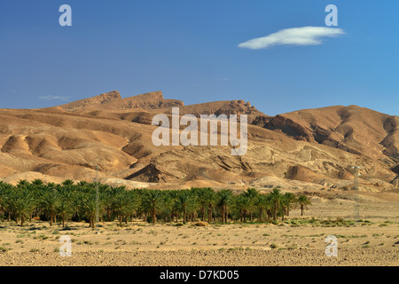 Montagnes près de la frontière algérienne, où l'oasis de montagne Chebika Oasis.sont situés. Au sud de la Tunisie. Banque D'Images