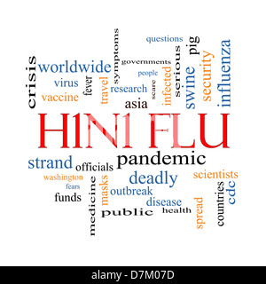 H1N1 Mot Concept Cloud avec beaucoup de termes tels que de la fièvre, de l'Asie, pandémie, épidémie et plus encore. Banque D'Images