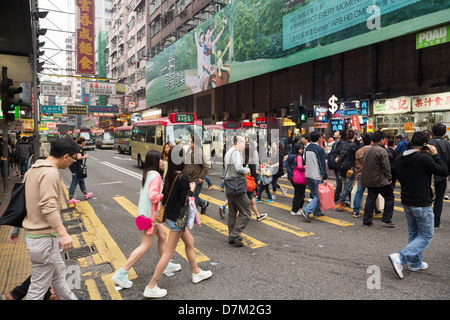 Passage pour piétons à Mong Kok, Hong Kong, Howloon Banque D'Images