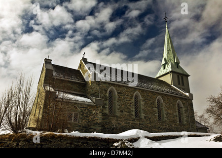 Havstein Église à Trondheim, Norvège - vieille église en pierre de la vue de côté. Banque D'Images