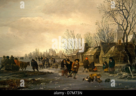 Gillisz Salomon Rombouts 1685 winter snow ice skate skating museum Pays-Bas Banque D'Images