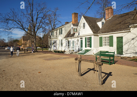 La Mary Dickinson magasin le duc de Gloucester Street dans le centre de Colonial Williamsburg, Virginie, contre un ciel bleu Banque D'Images