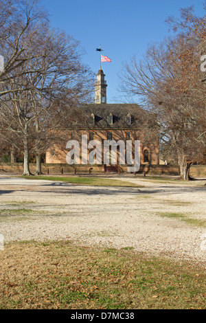 Le bâtiment reconstruit dans la ville coloniale de Williamsburg, Virginie Banque D'Images